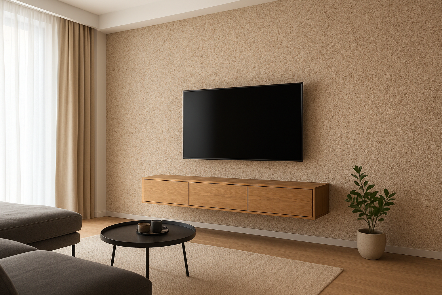 اجرای حرفه ای بلکاپذیرایی مدرن با طراحی دیوار بلکا پشت تلویزیون و دکوراسیون شیک